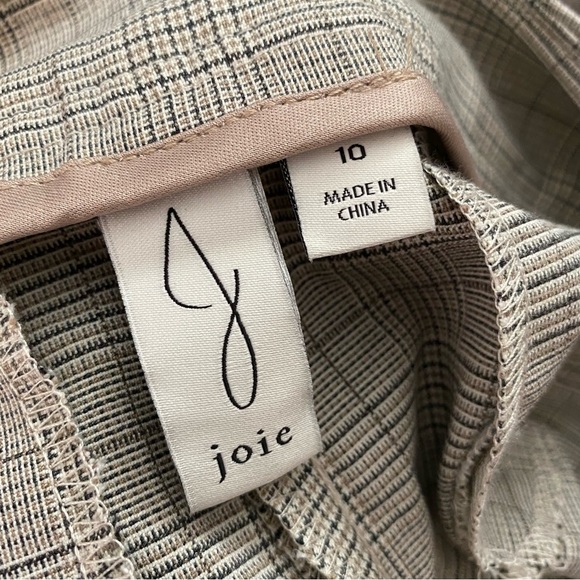 Joie Grey Plaid Tie Waist Straight Leg Trousers - Picture 11 of 12